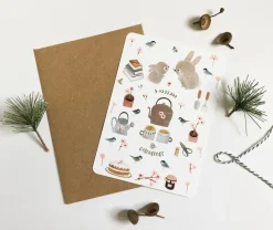 Postcard & Envelope - Bunny Teatime