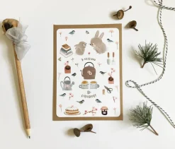 Postcard & Envelope - Bunny Teatime